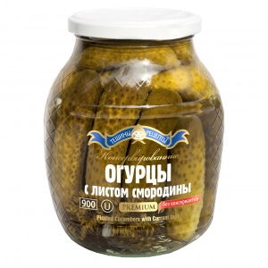 ТЁЩИНЫ РЕЦЕПТЫ Премиум  консервированные огурцы с листом смородины, 840 г